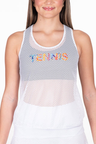 Tennis Art Fold Over Mesh Top